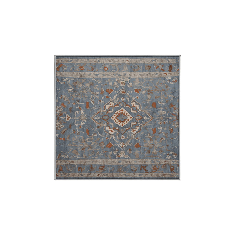 Machine Washable Gray Area Rug, Square 8'