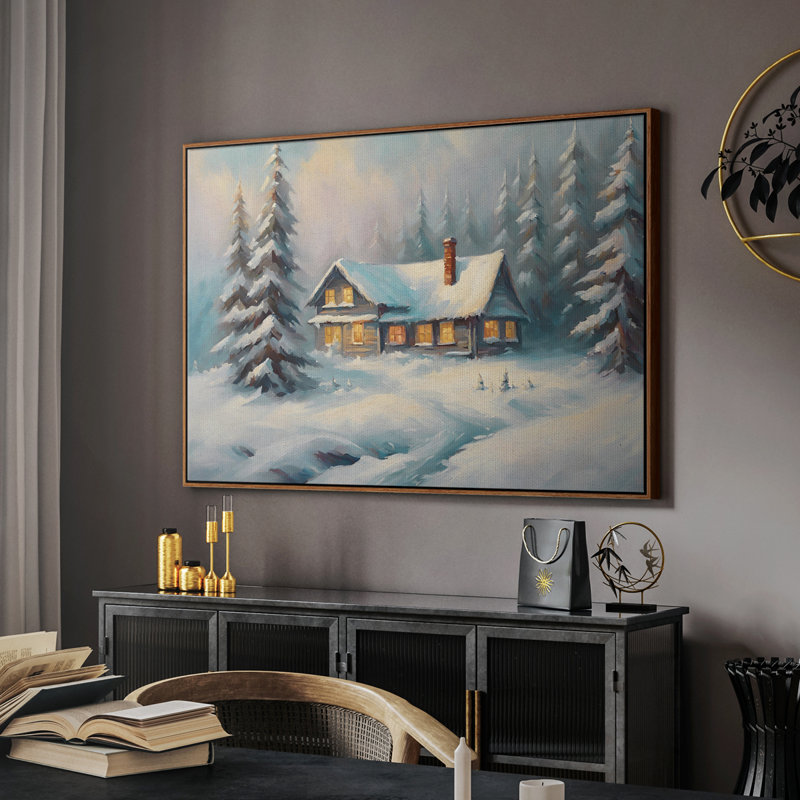 Paysage rétro CLCLX, Toile avec cadre noyer, H 17 po x l 25 po x P 2 po