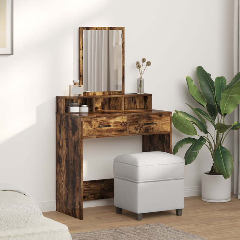 79 X 41 X 140 Cm Mirror Vanity Unit, Smoked Oak