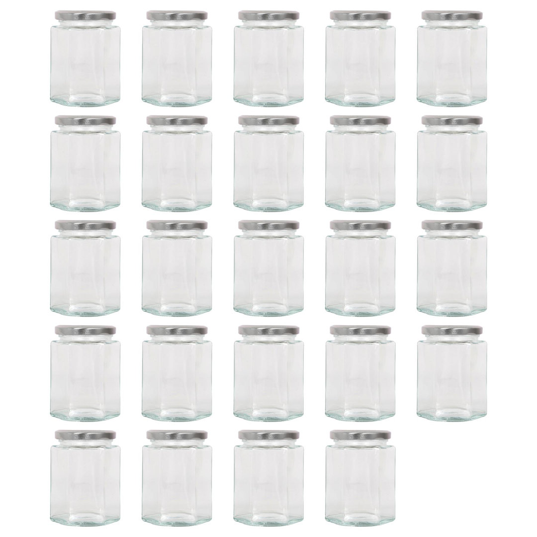 Argon Tableware Hexagonal Glass Jam Jars with Screw