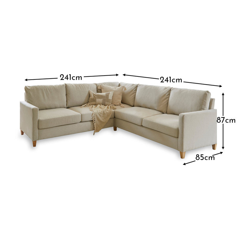 Aharshi Corner Sofa - Sand with Pale Oak Legs