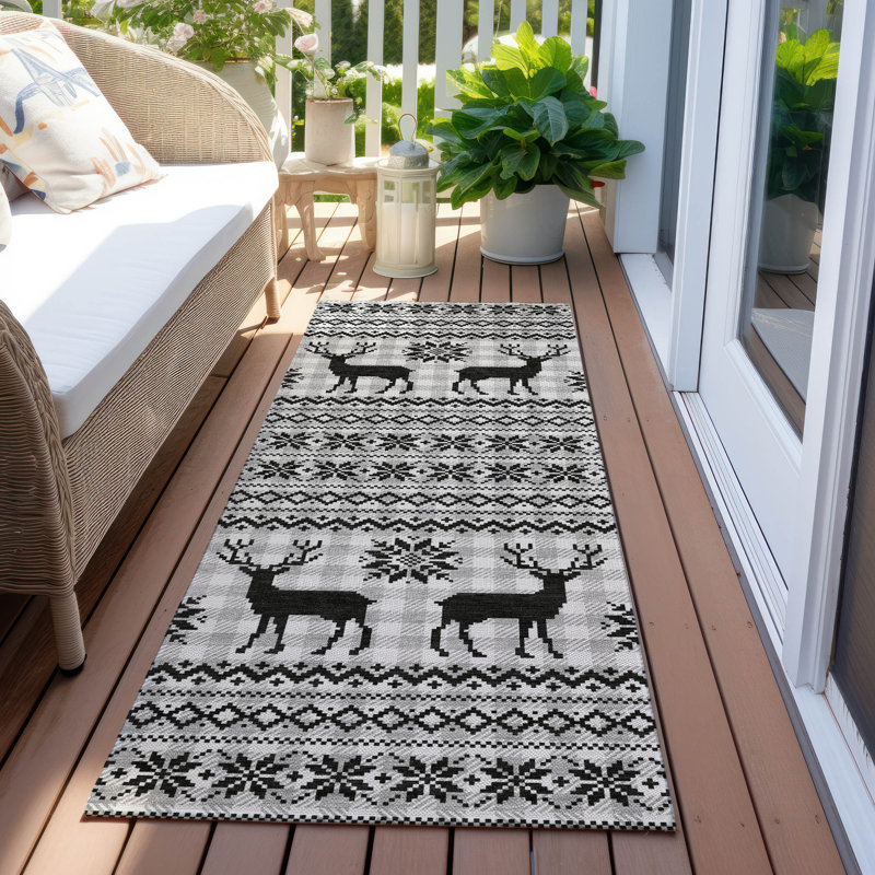 Tapis argenté intérieur / extérieur lavable à la machine Xhevrie, Tapis de couloir 2 pi 3 po x 7 pi 6 po