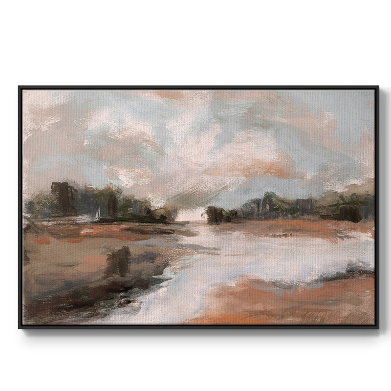 «South Pond», reproduction sur toile avec cadre flottant, H 27 po x l 41 po x P 2 po, Noir