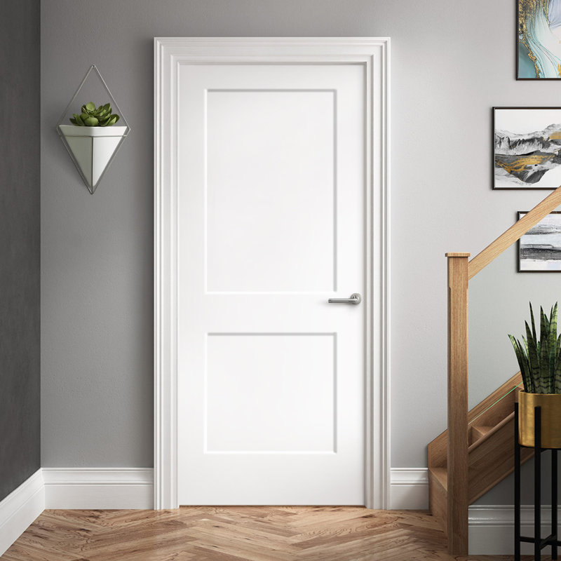 Porte standard à panneaux, 30 po x 80 po, Blanc apprêté