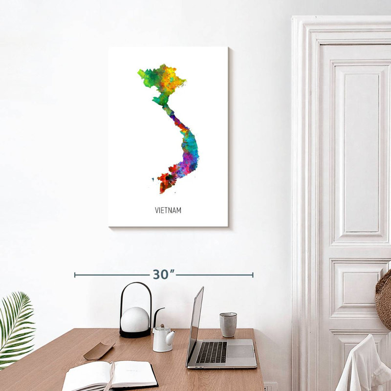 Carte d'aquarelle d'Aliaz au Vietnam I, H 30 po x l 20 po
