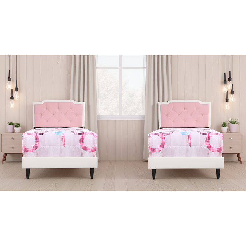 Ensemble de 2 lits simples Getafe, Lit simple, Blanc / Rose