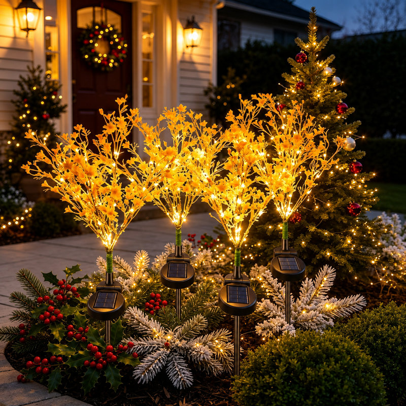 LED Solar Flowers Lights Outdoor Waterproof Pathway Light for Yard Lawn Garden Decor