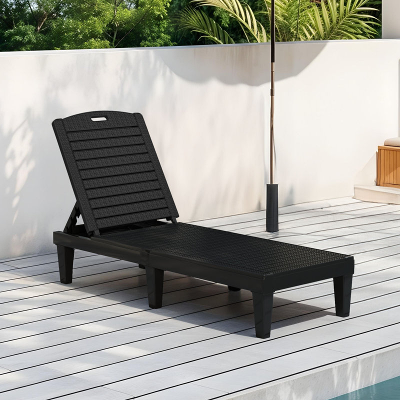 Chaise longue d'extérieur en résine (simple), Noir