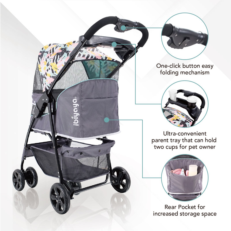 Mint Green Lightweight Covered Pet Stroller for Small Breeds