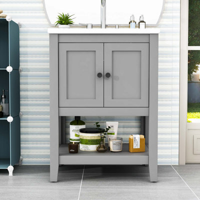 Meuble-lavabo simple 24 po avec comptoir en céramique Neval