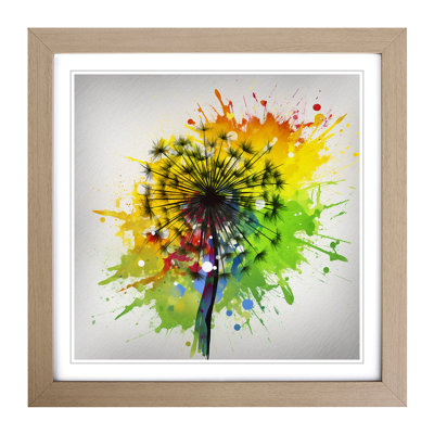Dandelion Splatter Art No.3 - Framed Print