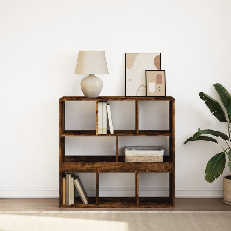 Angelinne 100cm W Bookcase, 187.5cm H x 100cm W x 33cm D, Smoked oak