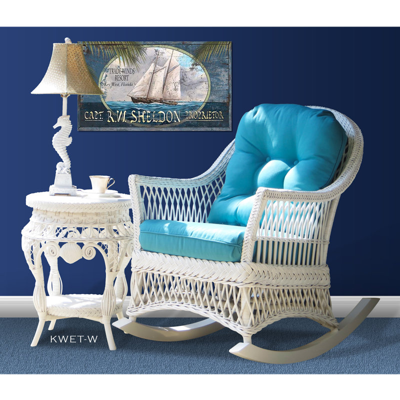 Baney Wicker Rocking Chair, Aqua