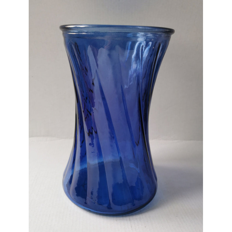 Kayleana Cobalt Blue Curved Glass Table Vase