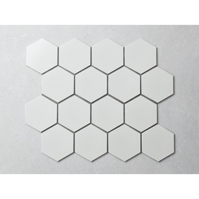 White Matte 2"x2" Hexagon mosaic - 11x13 Porcelain tile for Kitchen Backsplash & Bathroom (set of 20)