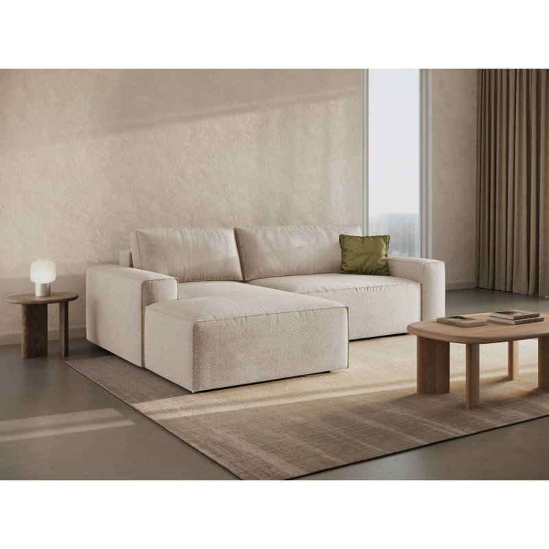 Alisbha 3 Seater Boucle Sofa Bed, Beige, Left Hand Facing