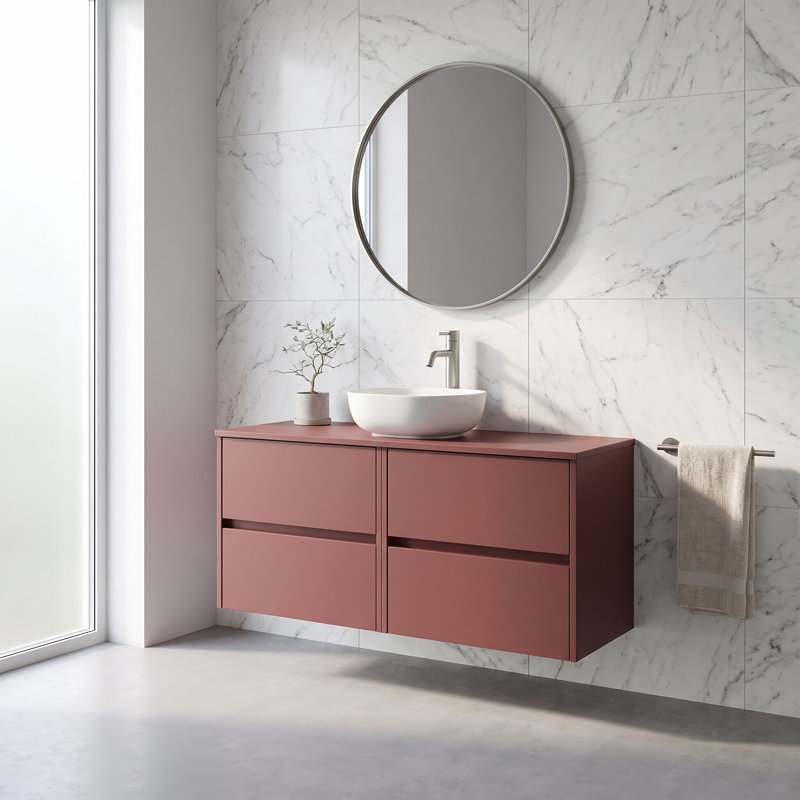 Havana 1205 mm Bathroom Vanity, Smoked Red
