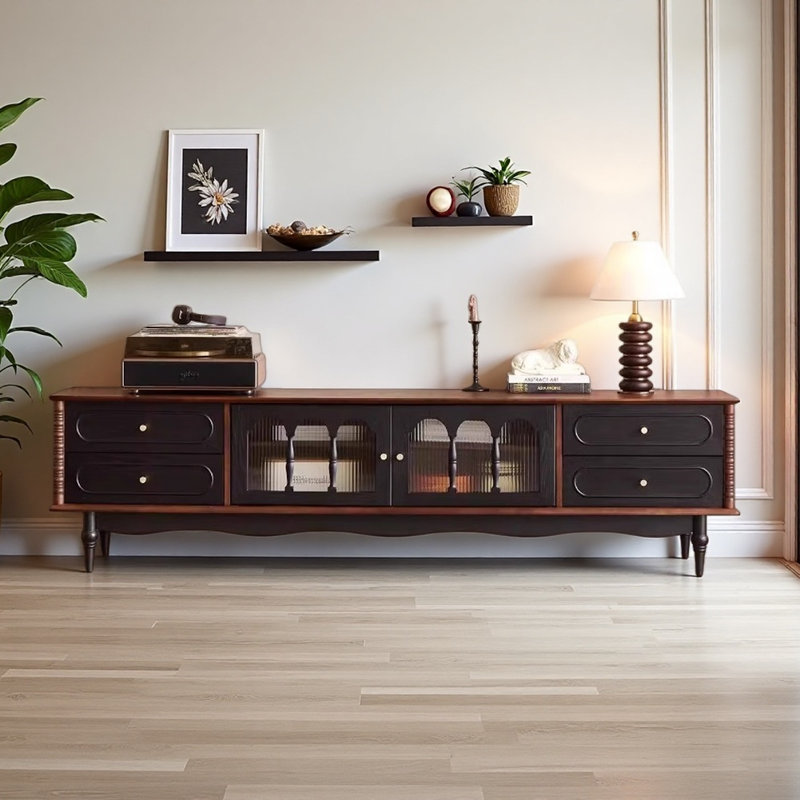 Meuble télé noir français au design rétro
