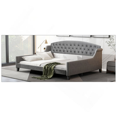 Modern Luxury Tufted Button Daybed, Full, Gray