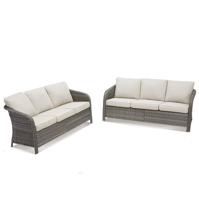 2 Pieces Outdoor Patio Furniture Set, All-Weather U-Shaped Backrest Rattan Sofas With Removable & Thickened Cushions, Outdoor Lounge Set For Garden, Porch, Backyard, Poolside
