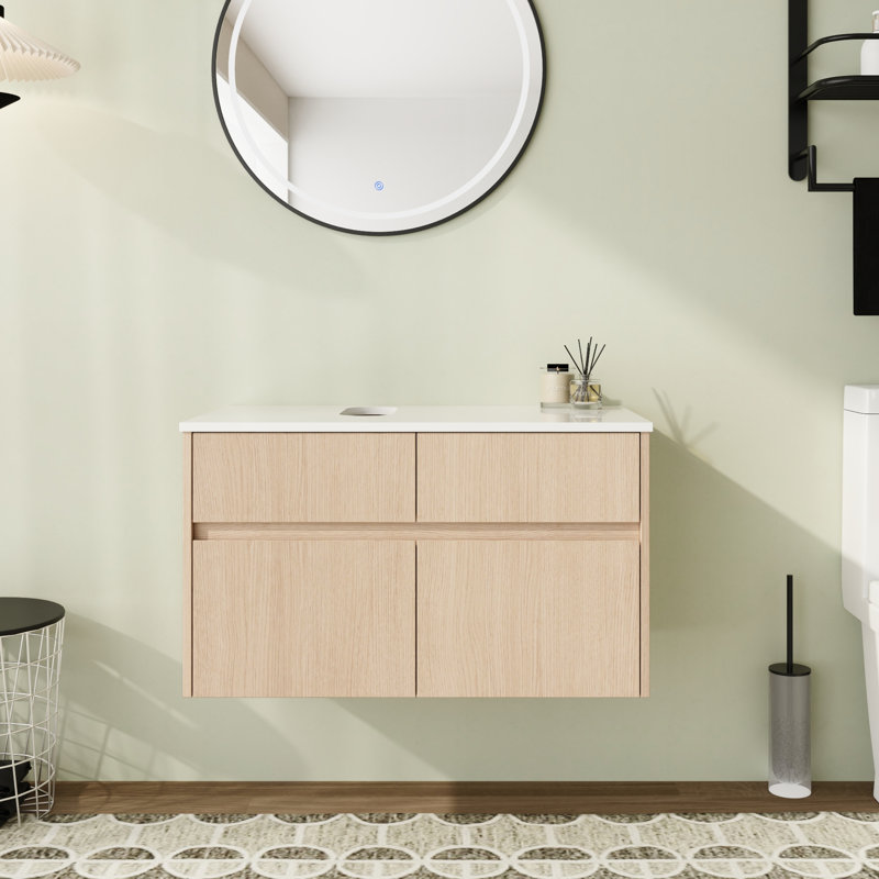 Base de meuble-lavabo simple 32 po Drathe, Chêne blanc