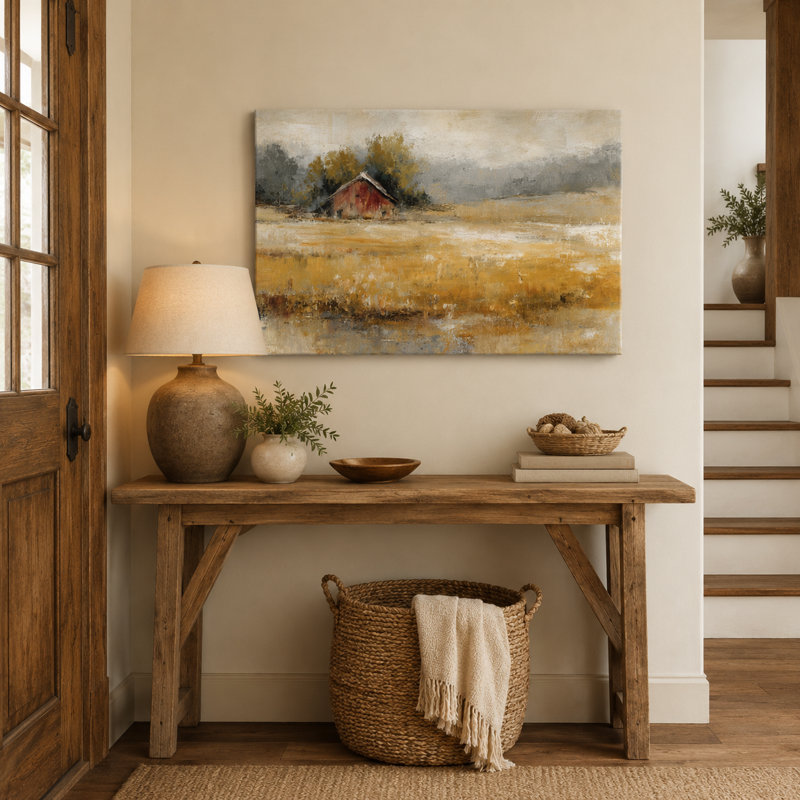 «Open Prairie Shelter», art mural sur toile tendue paysage de campagne, 24"H x 36"W x 1.5"D