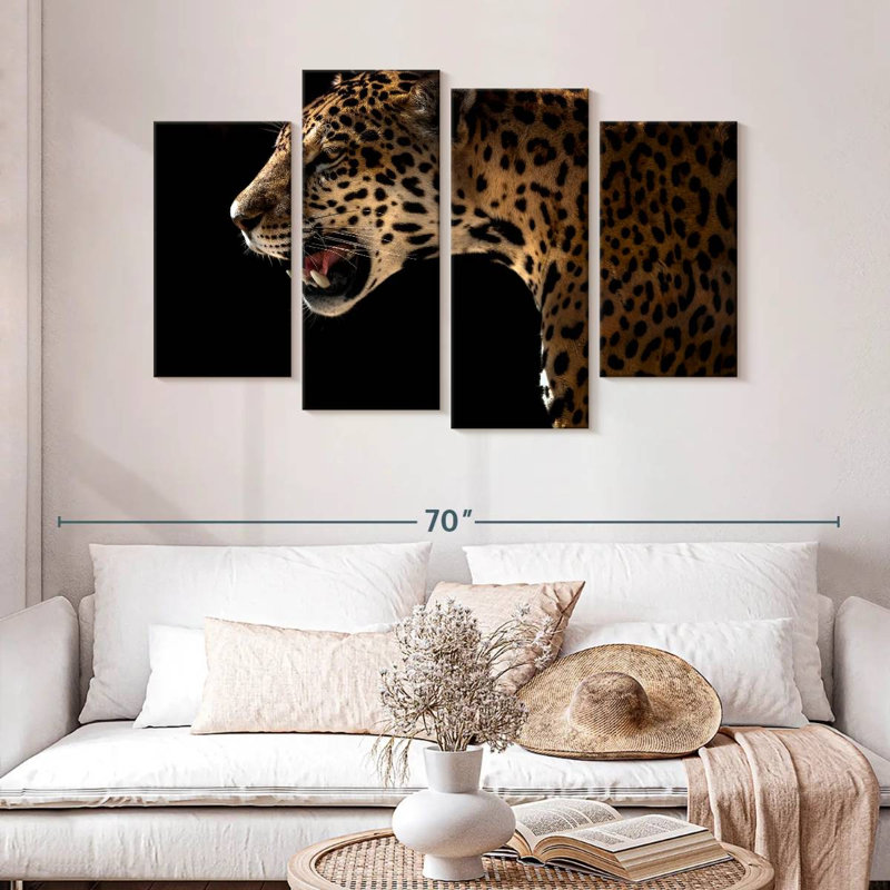 Midnight Leopard Hunt, 32" H x 52" W
