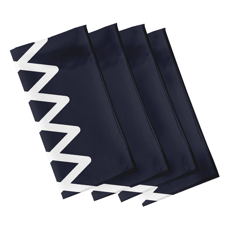 Lathaniel Polyester Geometric Square Napkin, Navy