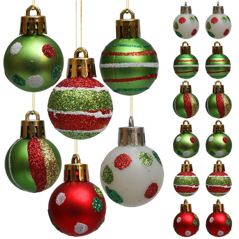 Pendentif décorations de Noël en plastique peint mat 3cm 24, 1.18" H x 4.53" W x 6.69" D
