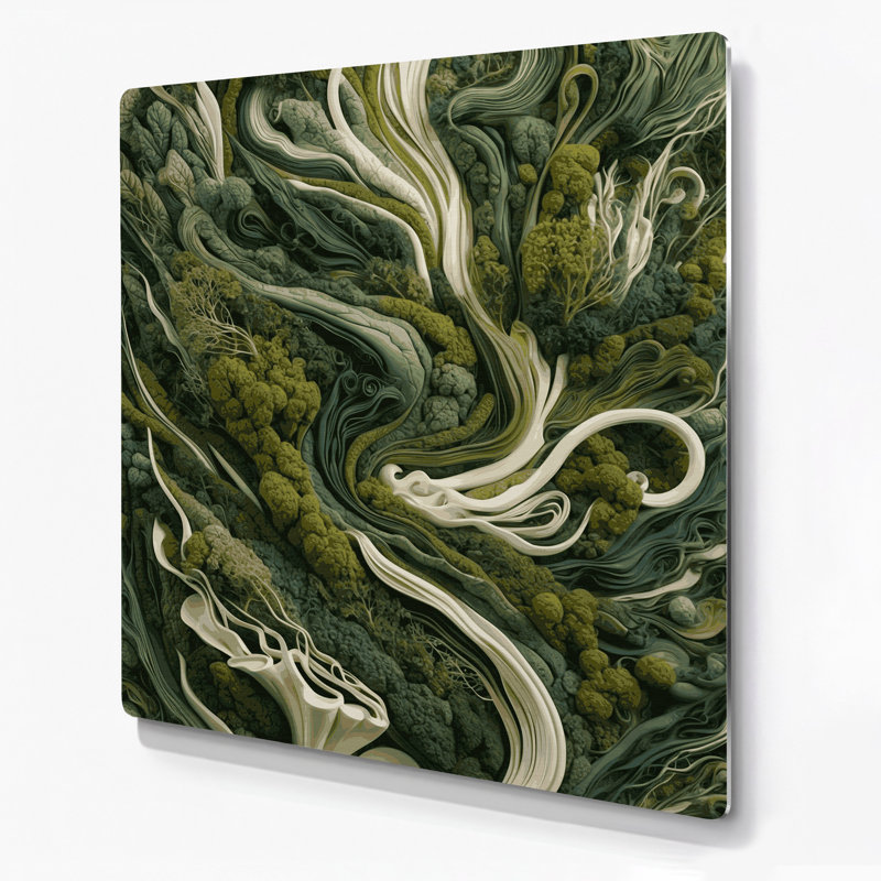 Paysage abstrait 41, art mural en métal vert, H 12 po x l 12 po