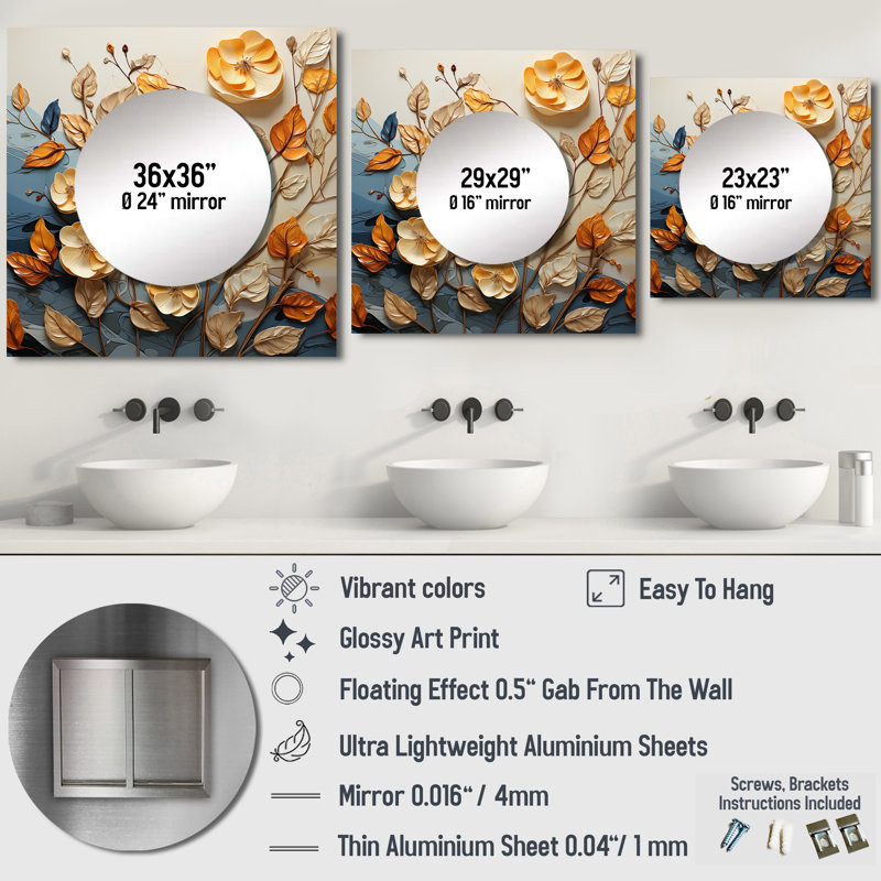 Franya - Grand miroir mural carré pour chambre à coucher, 29 po x 29 po