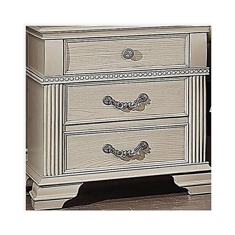 Table de chevet 1pc blanc antique