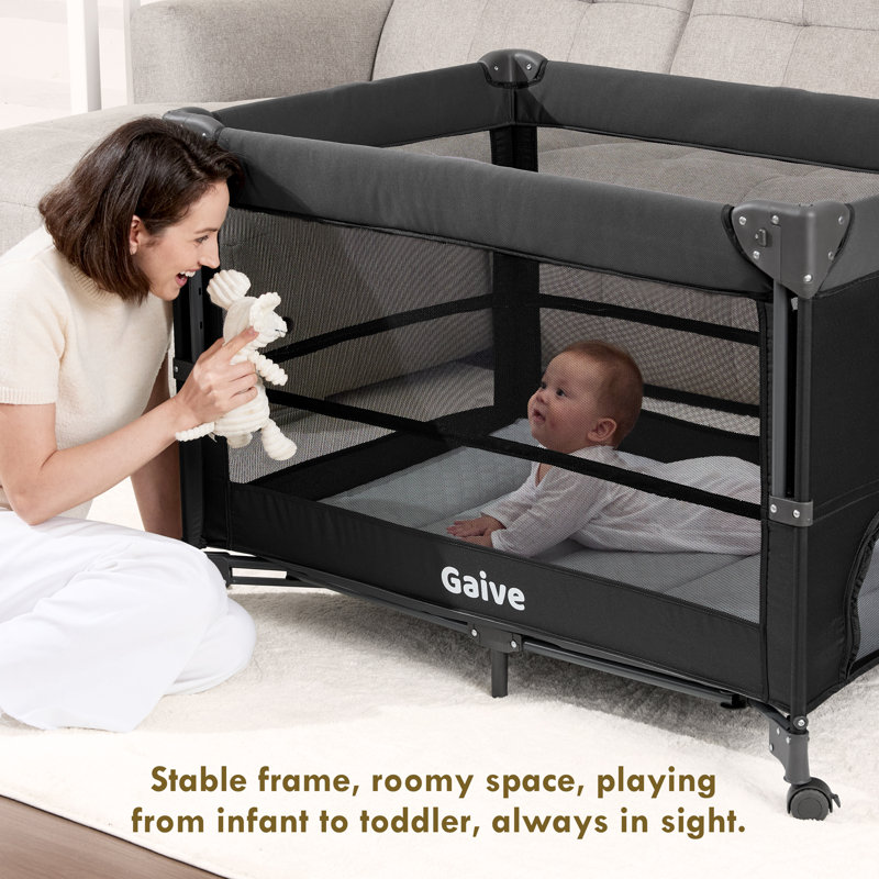  Lit de bébé pour bébé, lit de bébé, sac à dos avec matelas, table à langer, parc de jeu à installation simple, des bébés aux tout-petits (noir)