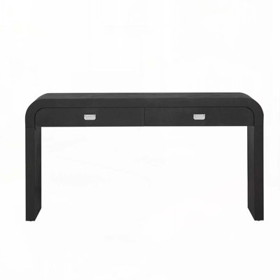 Rectangular Top Console Table with 2 Drawers,Burl Wood Veneer
