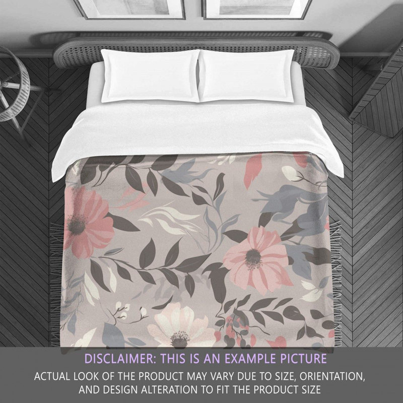 Botanical Gray/Pink Microfiber Comforter, Twin Comforter