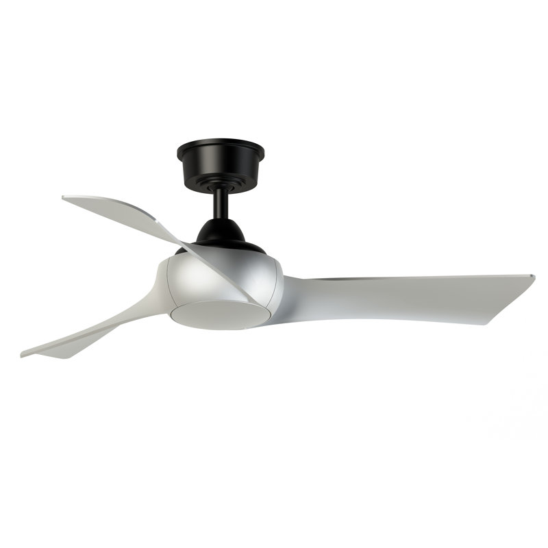 Wrap Custom 44 inch Indoor/Outdoor Ceiling Fan - Black with Brushed Nickel blades, Black, Brushed Nickel