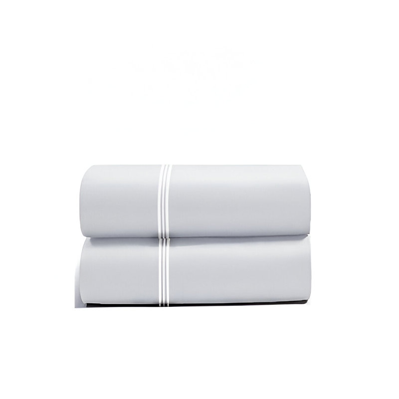 400TC Cotton Classic Luxurious Embroidery Cotton 4 Piece Sheet Set Fitted Sheet Fits Upto 16" Deep Pocket, White/White