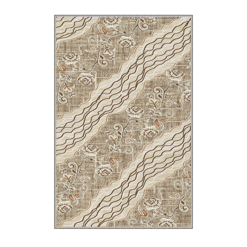 Tapis en polyester tissé à la machine à motif mécanique tissé à la machine en beige / brun Mcgary