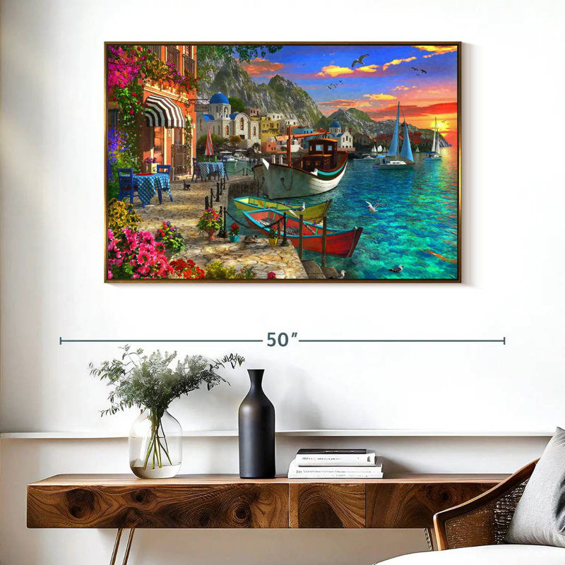 Grandios Grèce, Cadre flottant doré, 40 po x 27 po