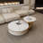 No Assembly Needed Coffee Table Set - White Rock Top, 2-Piece Contemporary Nesting Tables for Living Room, Durable & With Storage-1217971901