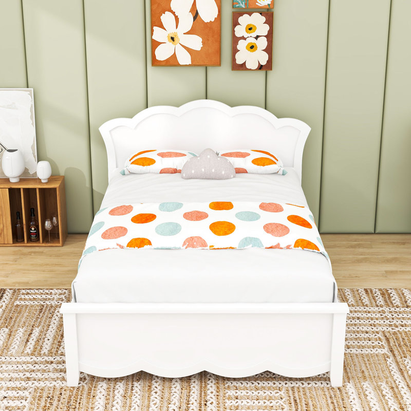 Platform Bed with Wood Construction and Slats,Headboard, Full