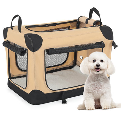 Cage pliable pour chien avec 4 portes et structure en acier, transporteur pliable pour chenil