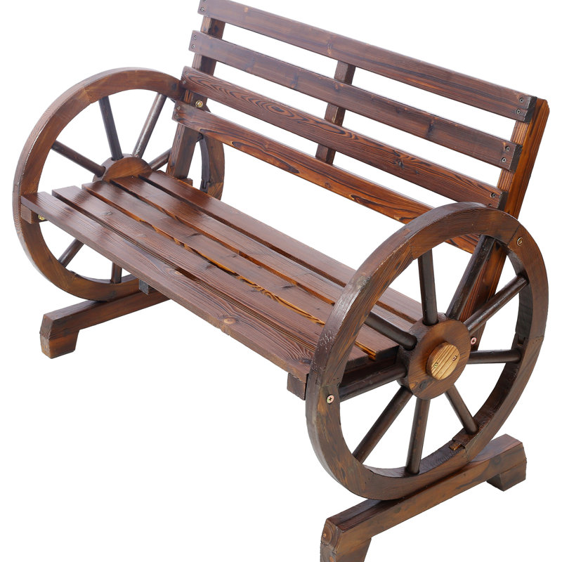 2 bancs en bois au fini brun rustique pour banc de jardin - 2 chaises longues d'extérieur