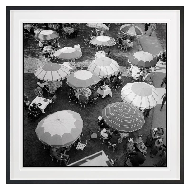 Café Umbrellas Print by Grand Archives, Black Framed, 36" H x 36" W
