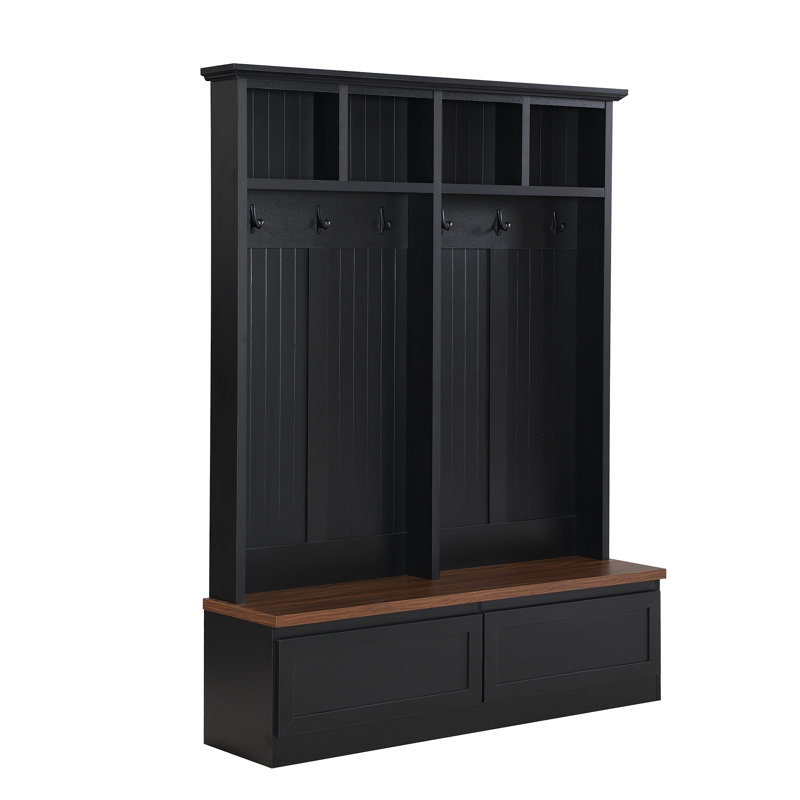 [Assembly Video] Farmhouse 4-In-1 Hall Tree With Wood Grain Bench, Black/Dark Walnut