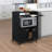 Arm?ns Microwave Cabinet with Storage and Upper Pull Out Shelf - 2 Door Cabinet Kitchen Storage Cart - Laminate Wood Kitchen Cart with Lockable Castors Wheels-1349087339