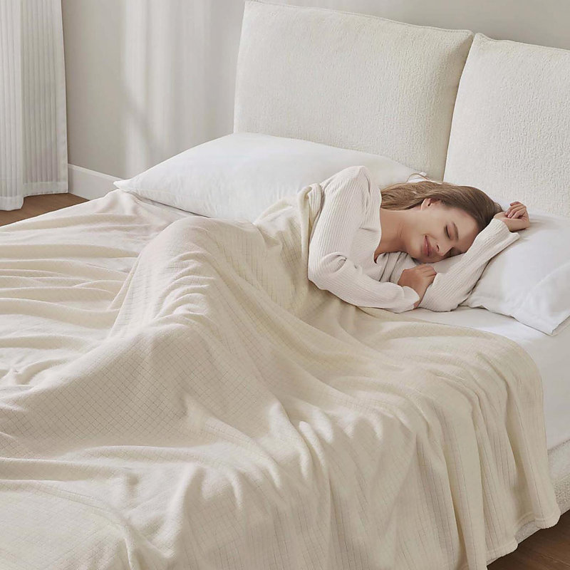Couverture en micropolaire double / grand, Taupe, Lit double