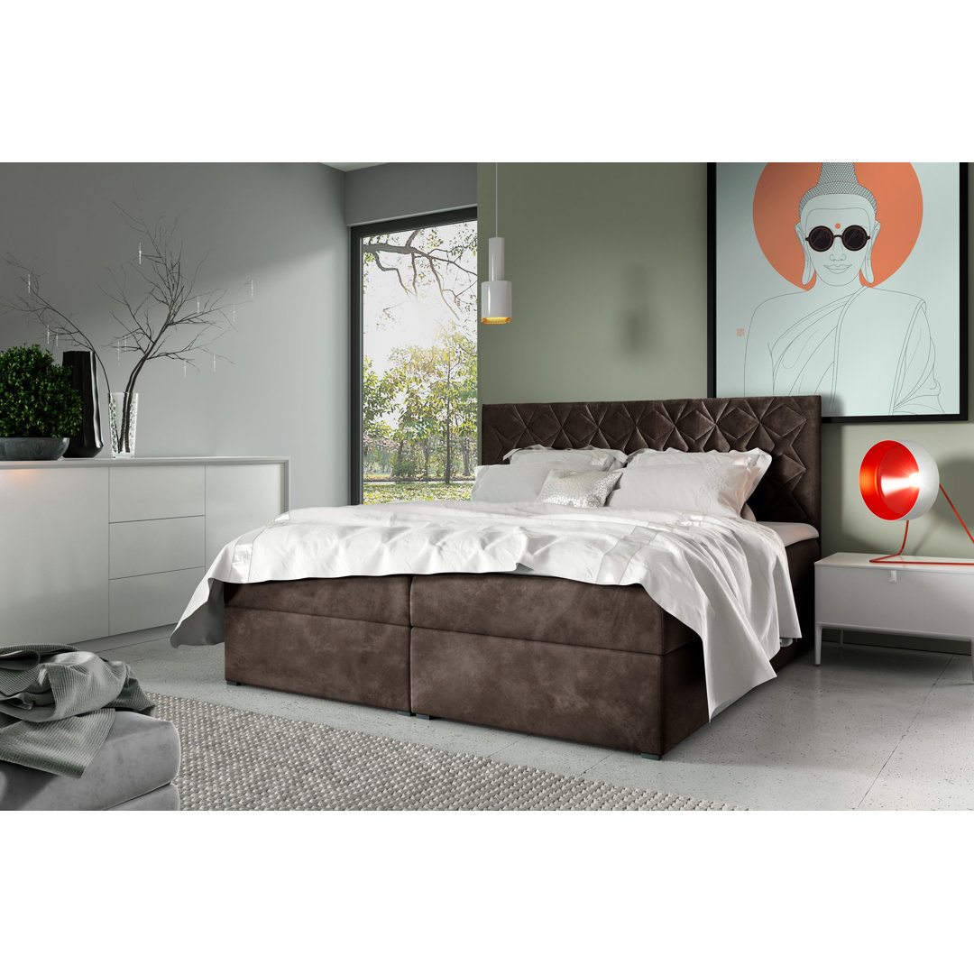 Boxspringbett Arcibaldo mit Topper und Bettkasten