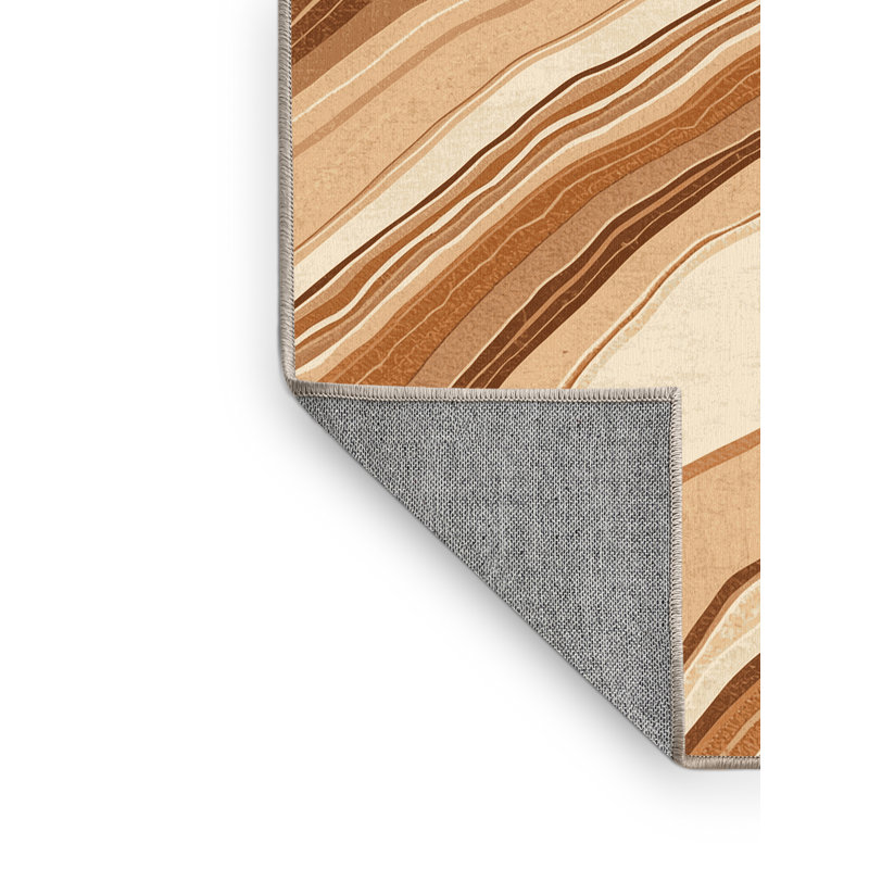 Machine Washable Parez Grand Canyon Rustic Ombre Rug in Beige – Beige Binding, 4x6