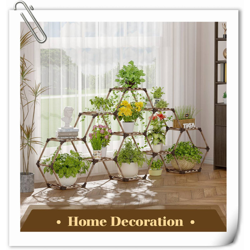 Arlmont & Co. Plant Stand Indoor Hexagonal Plant Stand For Multiple ...
